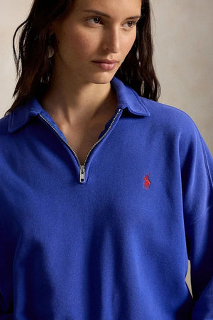 Polo Ralph Lauren Damen Baumwoll-Sweatshirt mit kurzem Reißverschluss