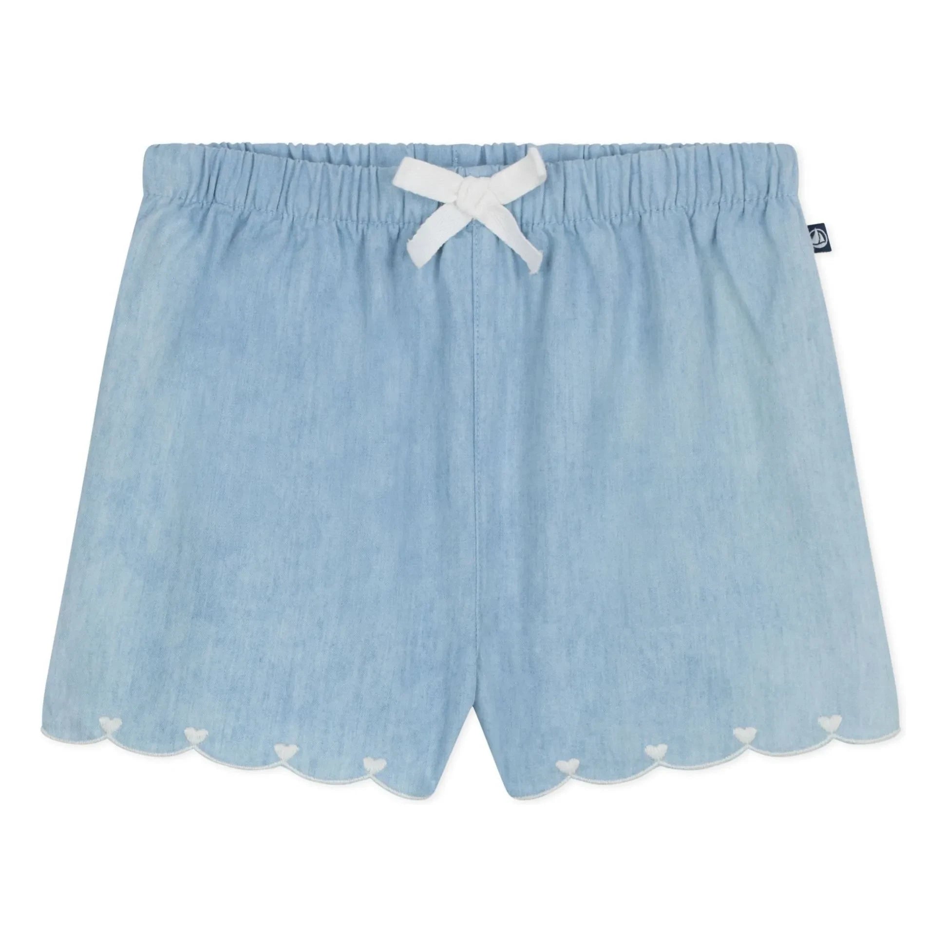 Petit Bateau - Chambray-Shorts mit Herzstickerei | Hellblau
