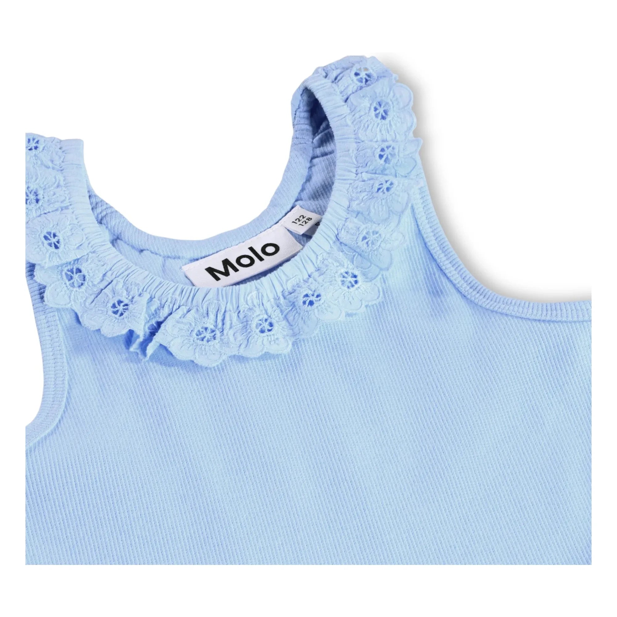 Molo - Rüschen Croco Baumwollkleid | Hellblau
