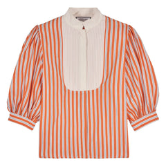 Maria de la Orden - Dimitra Gestreifte Bluse aus Baumwolle | Orange
