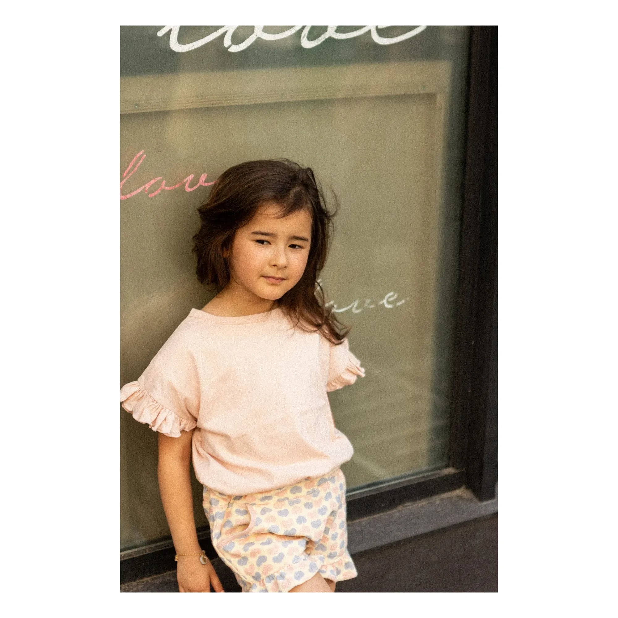 Louis Louise - Astrée Rüschen-Shorts aus Terry-Stoff mit Herzen | Puderrosa