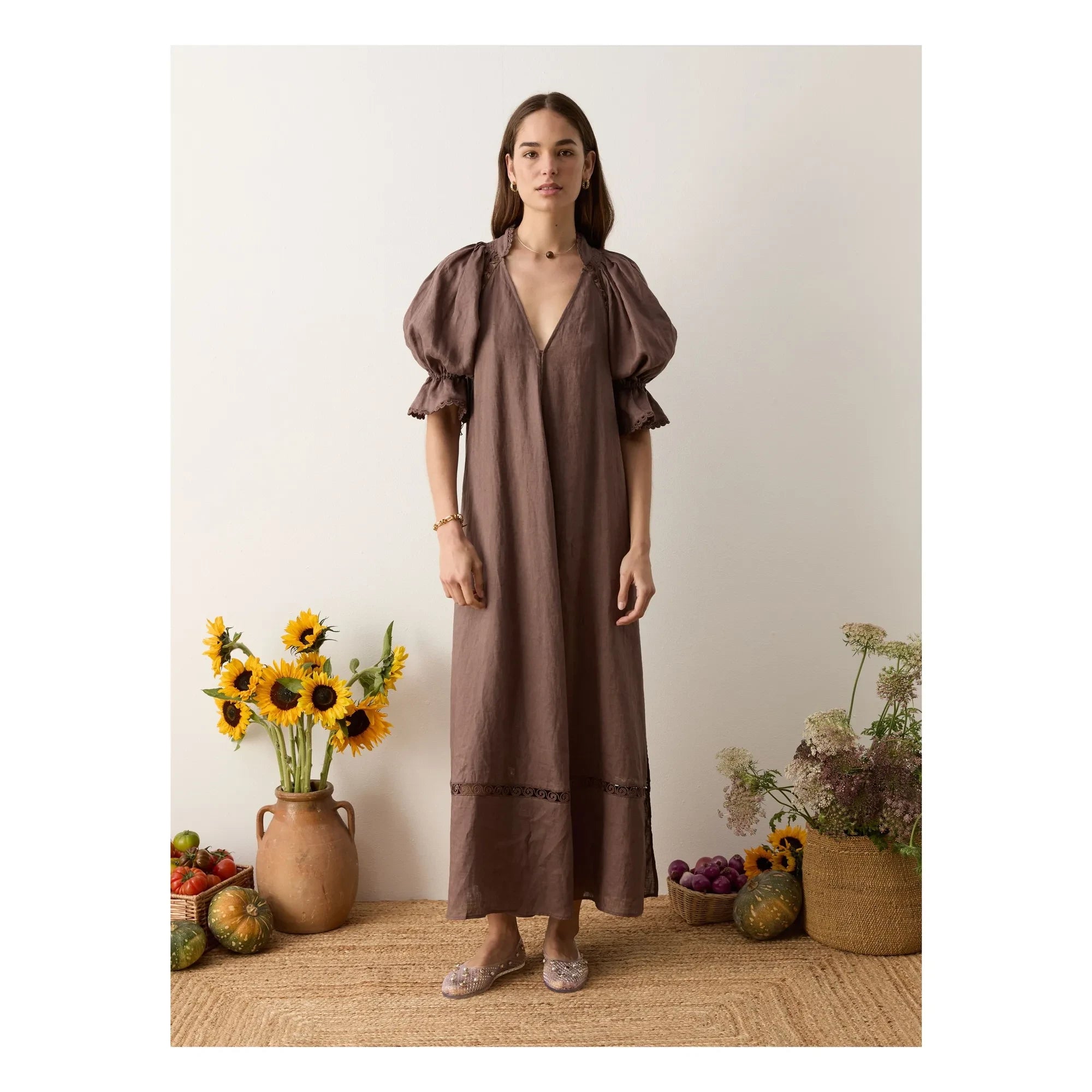 Boteh - Myra Leinenkleid | Mokka