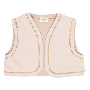 Jenest - Lily Bestickte ärmellose Strickjacke Bio-Baumwolle | Lychee Rosa