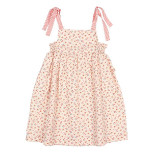 Búho - Seersucker Schleifenkleid mit Blumenmuster | Peach