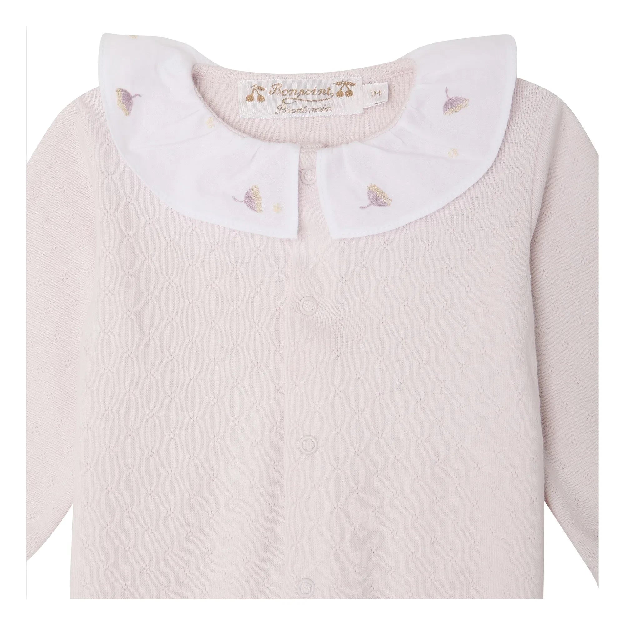 Bonpoint - Lintina Pointelle Pyjama aus Bio-Baumwolle | Hellrosa