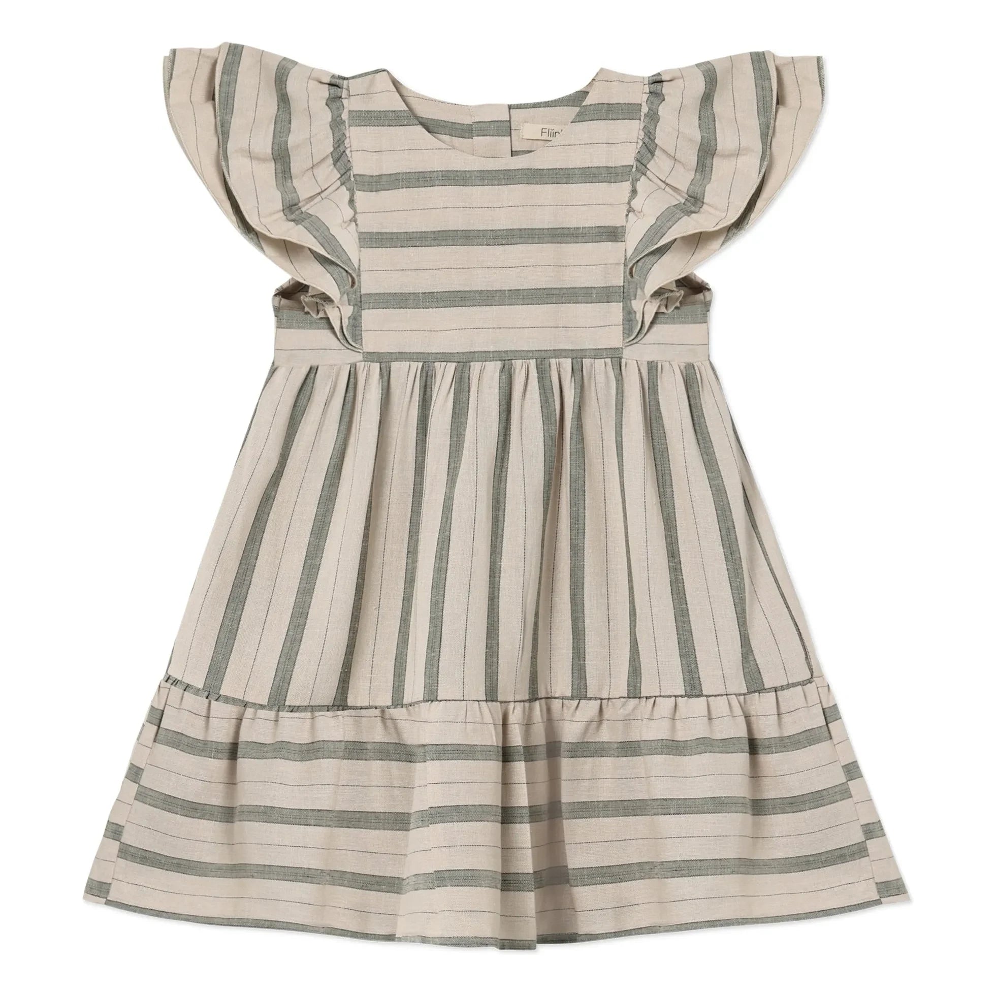 Fliink - Vira Gestreiftes Leinenkleid | Ecru