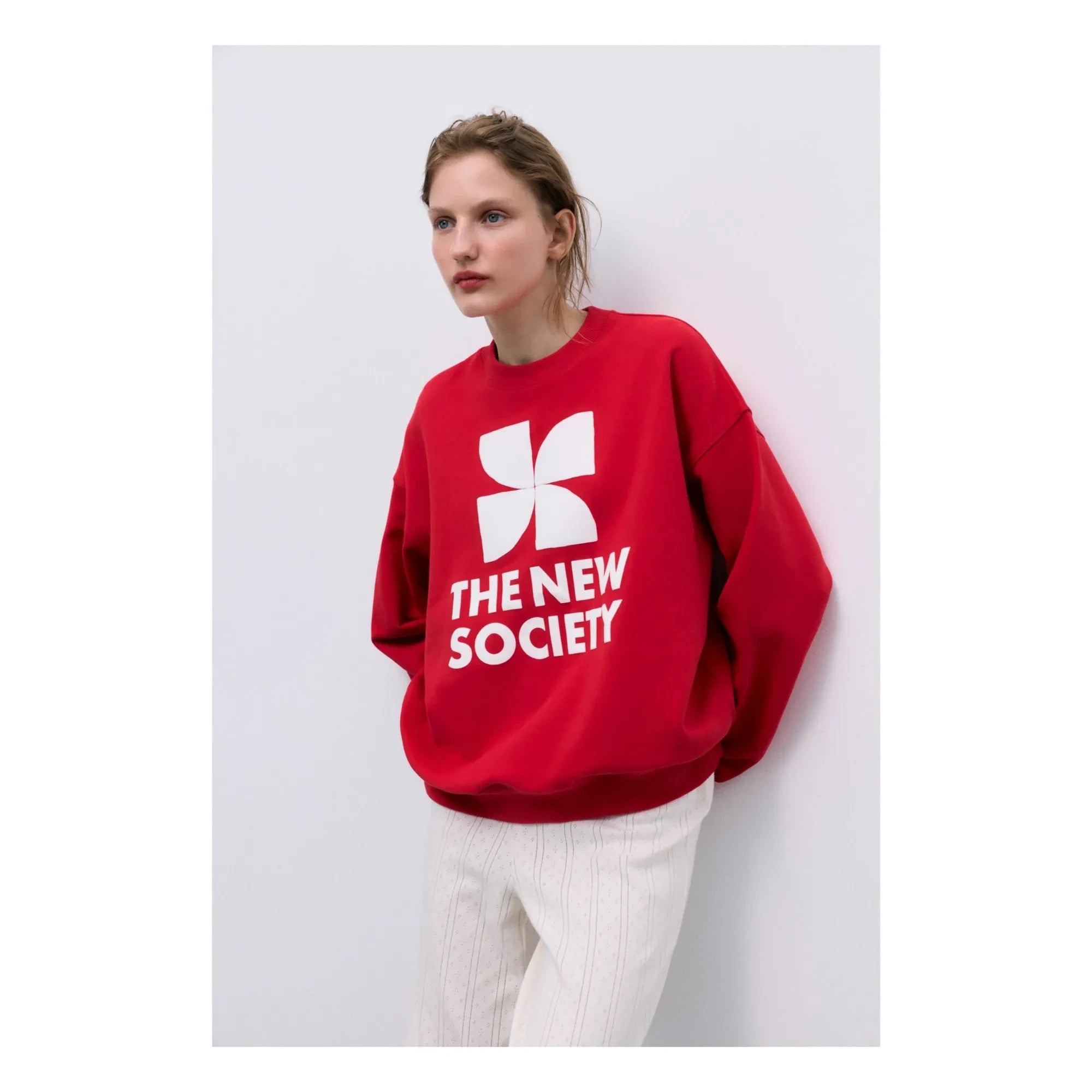 the new society - TNS Logo Baumwoll-Sweatshirt | Rot