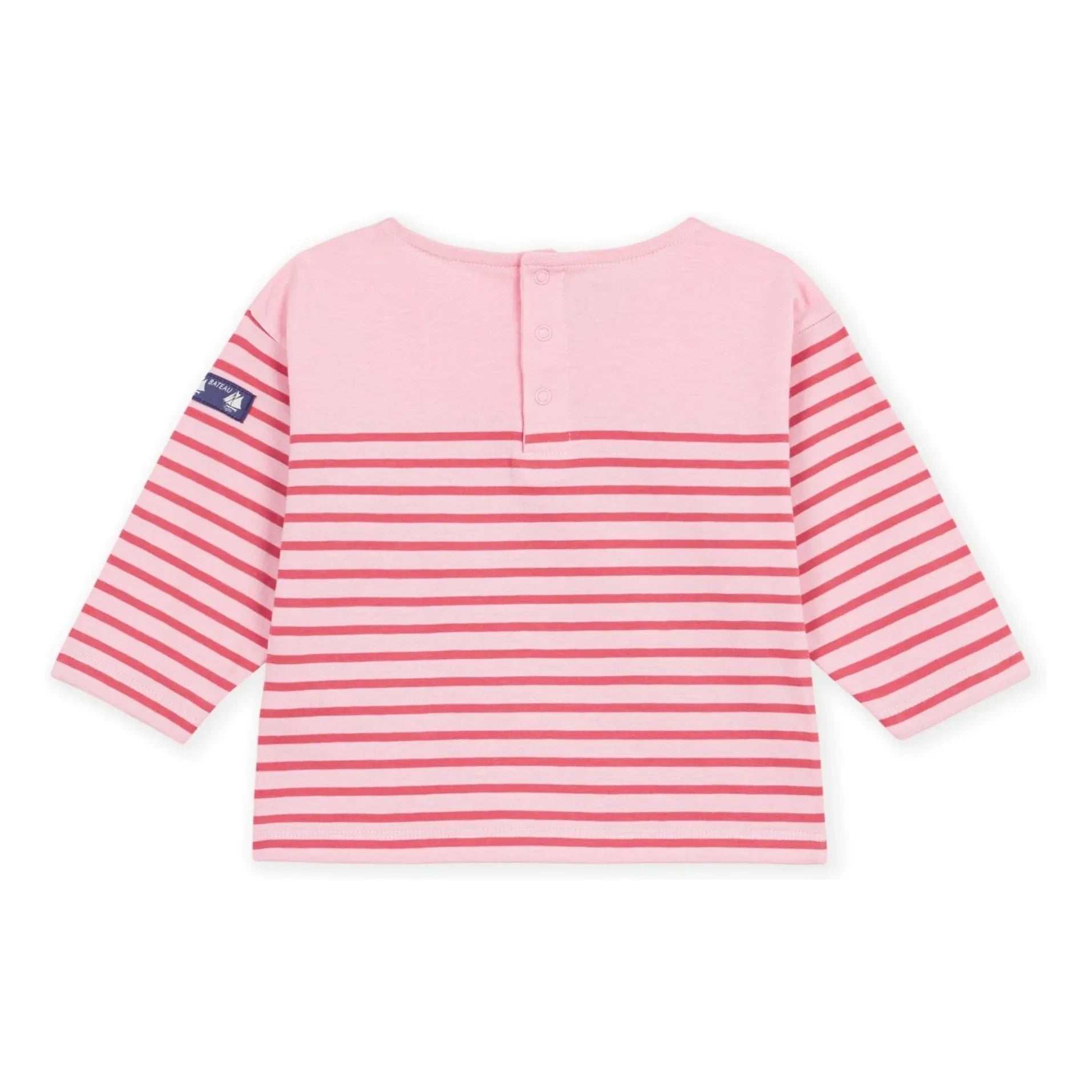 Petit Bateau - Düz Marinière Tişört Organik Pamuk Bebek | Pembe