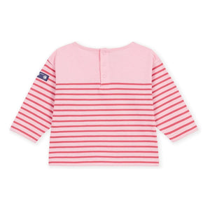 Petit Bateau - Düz Marinière Tişört Organik Pamuk Bebek | Pembe