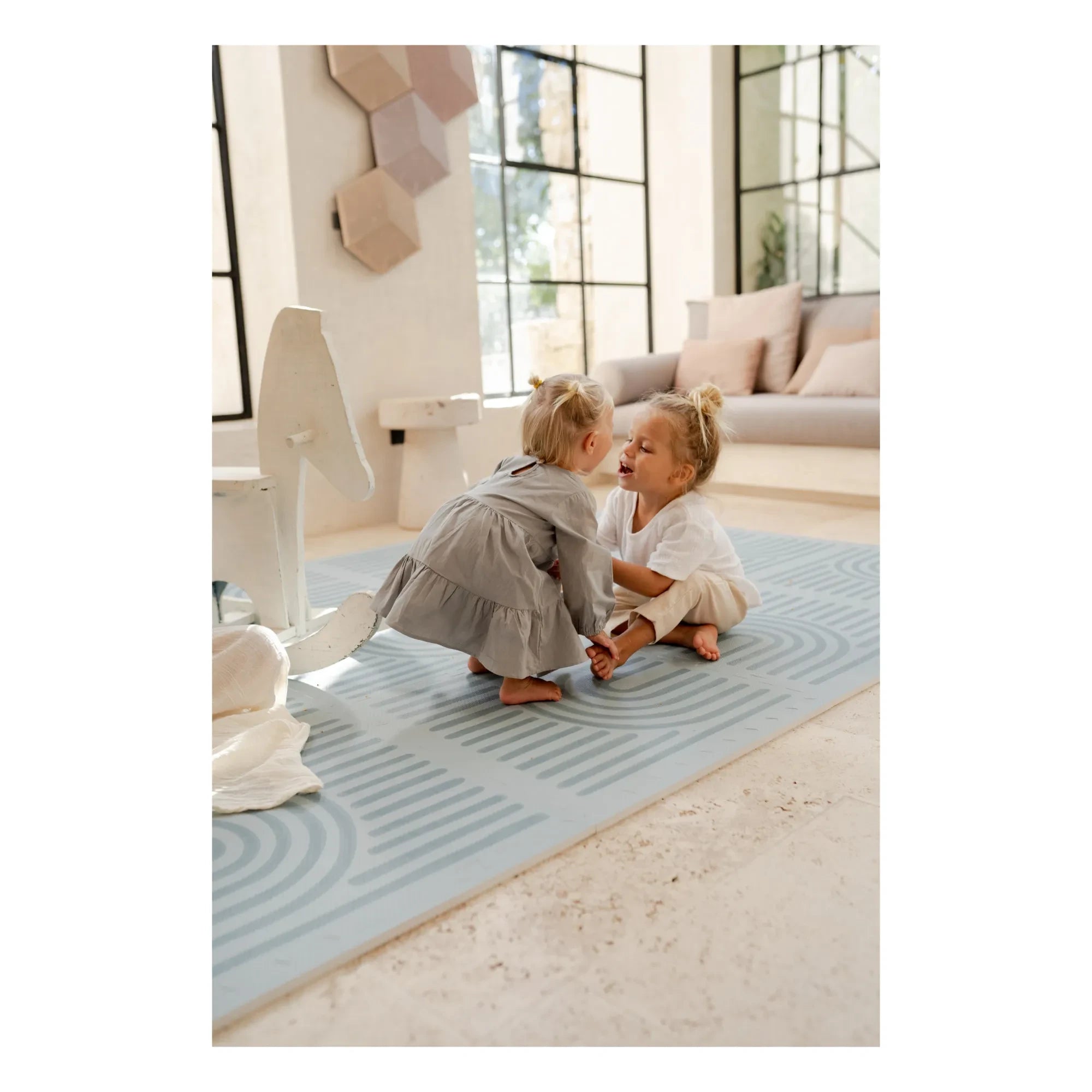 Toddlekind - Lineare modulare Spielmatte | Grau-Blau