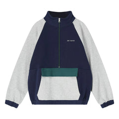 Cos I Said So - Colour-Block Sweatshirt mit halbem Reißverschluss aus Bio-Baumwolle | Grau