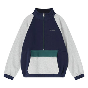 Cos I Said So - Colour-Block Sweatshirt mit halbem Reißverschluss aus Bio-Baumwolle | Grau