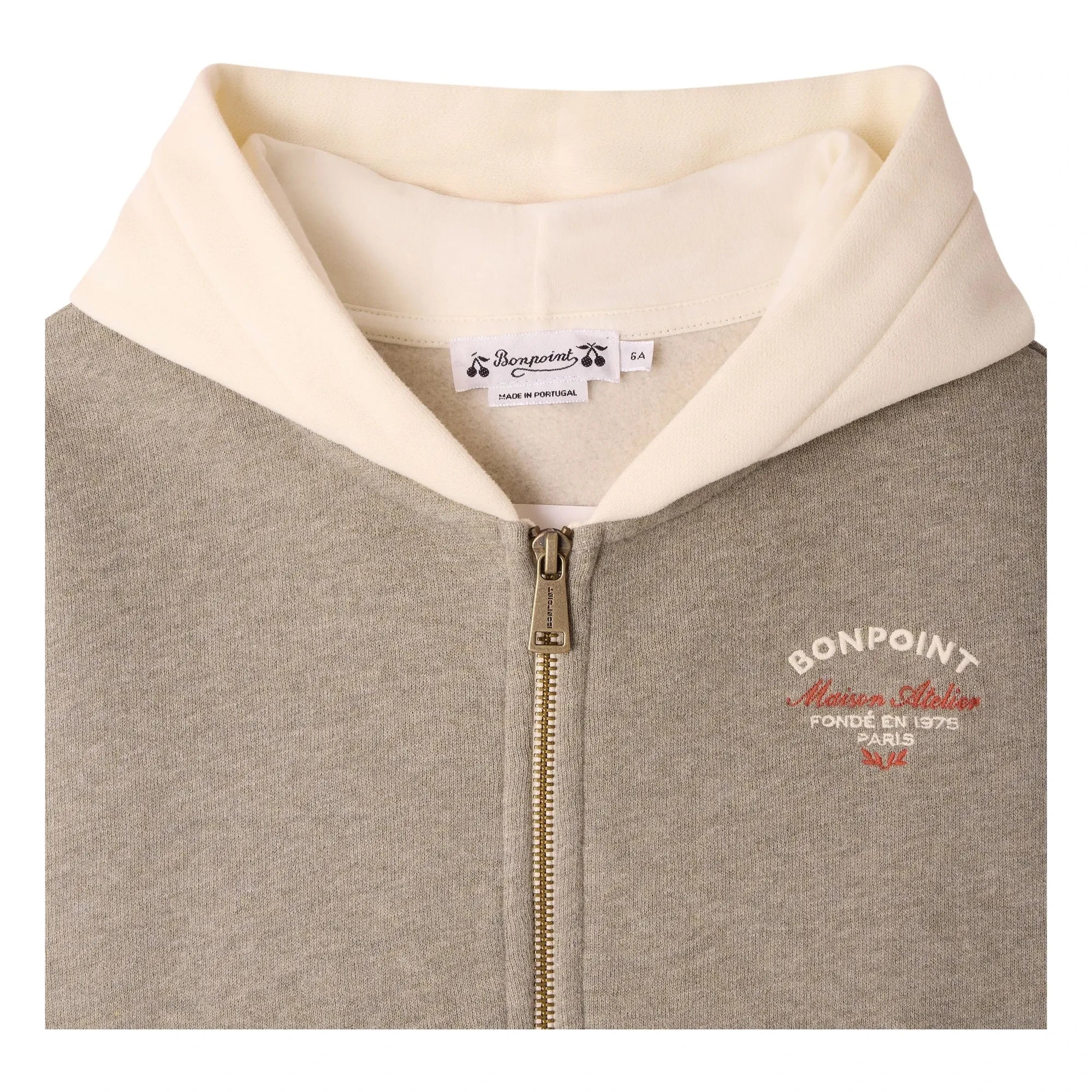 Bonpoint - Elroy Kapuzenpullover mit Reißverschluss aus Bio-Baumwolle (Chiné) | Khaki