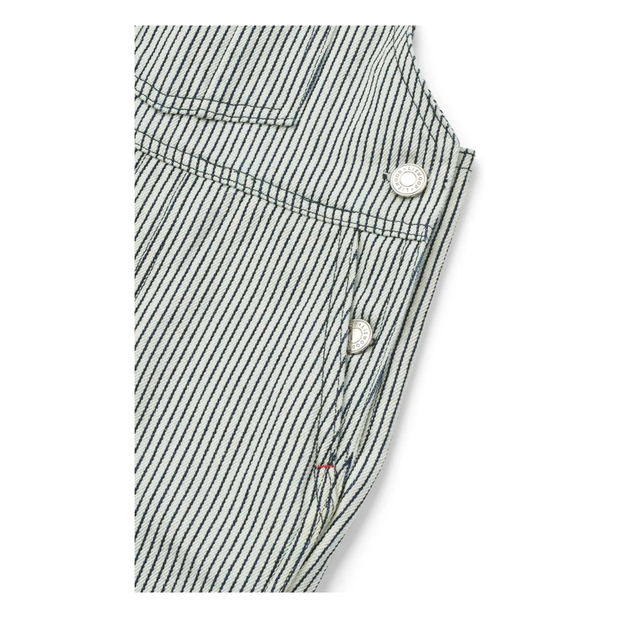 Liewood – Delani Gestreifter Jeans-Strampler | Marineblau
