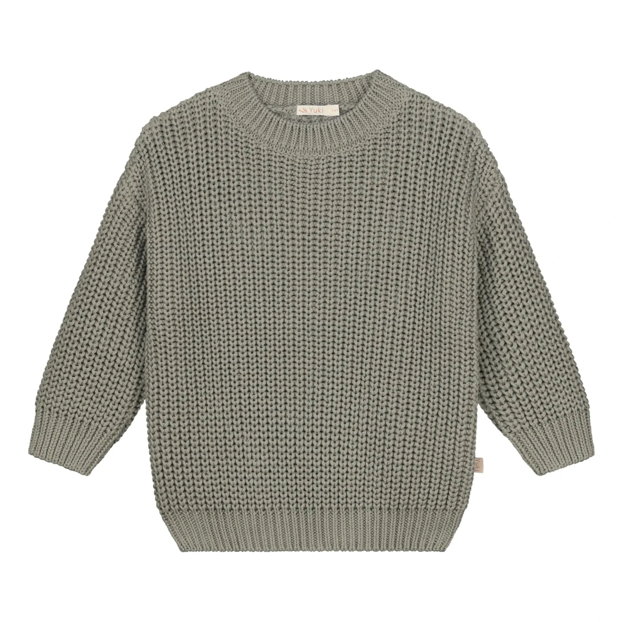 Yuki – Pullover aus dicker Bio-Baumwolle | Salbeigrün