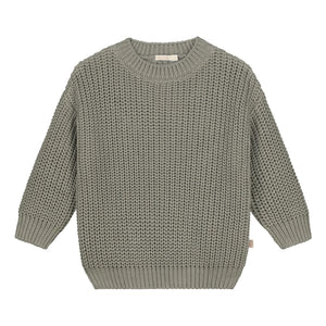 Yuki – Pullover aus dicker Bio-Baumwolle | Salbeigrün