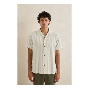 Rhythm - Gestreiftes Holiday Kurzarmhemd | Creme