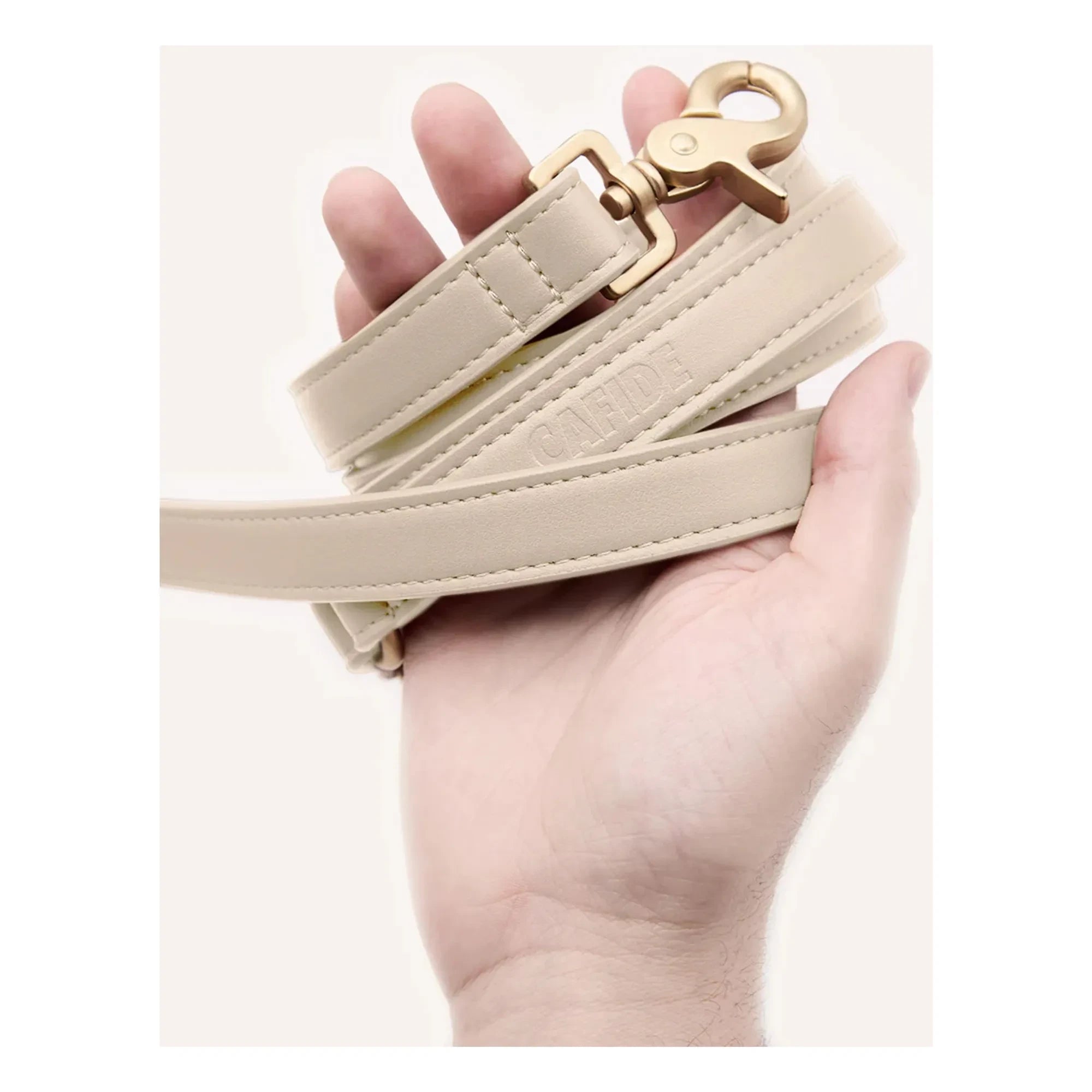 Cafide - Veganes Halsband aus Kunstleder, 3-fach verstellbar | Beige