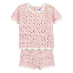 Tartine et Chocolat - Pointelle T-Shirt- und Shorts-Set | Hellrosa