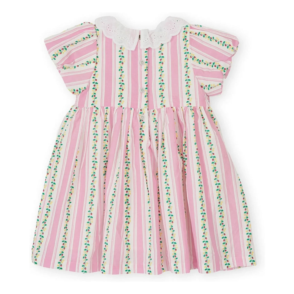 Goldie + Ace - Gestreiftes gerafftes Kleid | Rosa