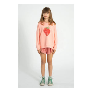 Piupiuchick - Erdbeer-Sweatshirt mit Rüschen aus Bio-Baumwolle | Rosa