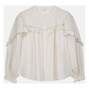 Louise Misha - Noelianne Bluse Bio-Baumwoll-Popeline - Damenkollektion | Creme