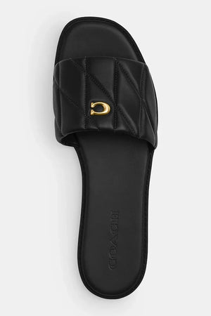 Coach Holly Quilted Leather Sandal kadın deri düz taban terlik