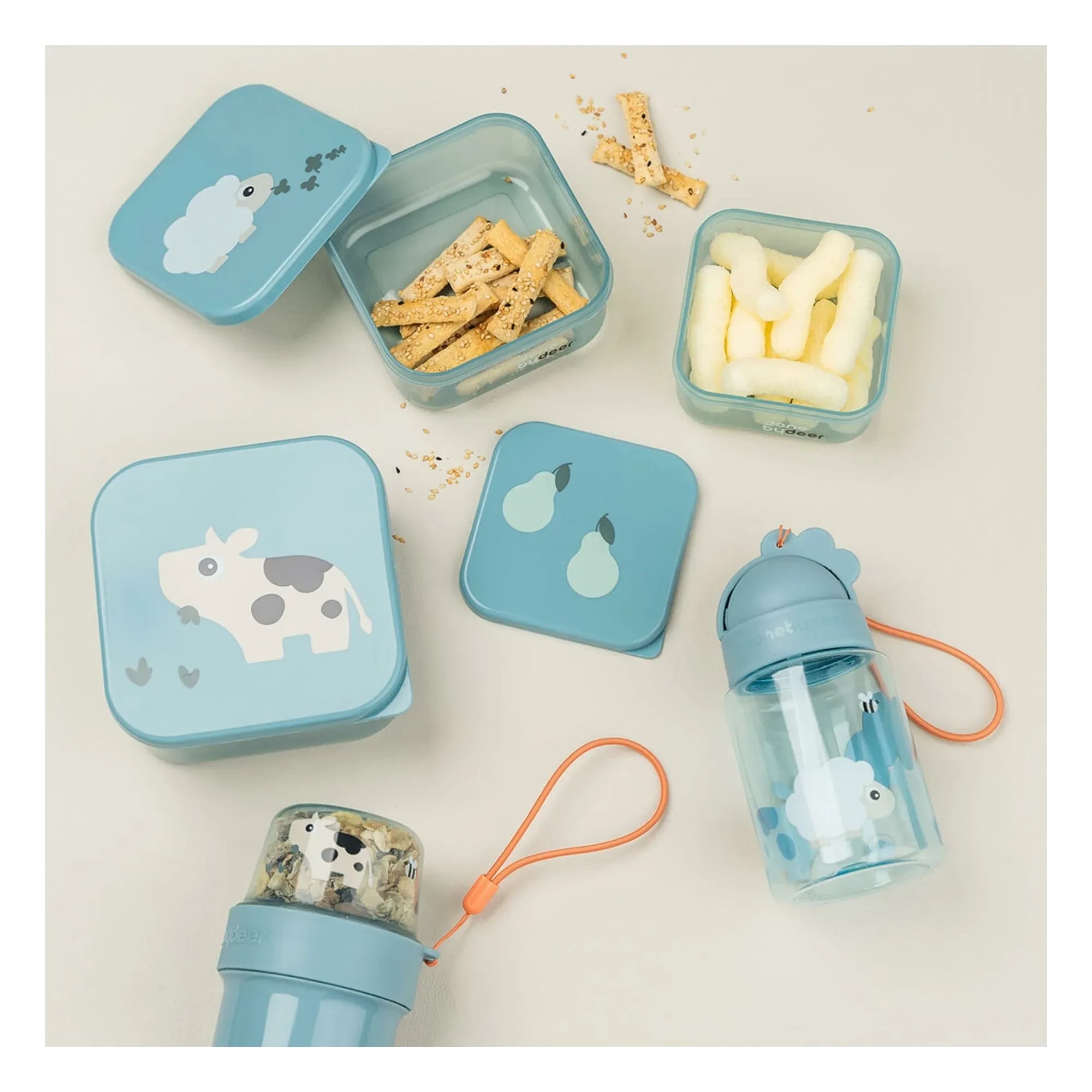 Done by deer - Tiny Farm Trinkflasche - 280 ml | Hellblau