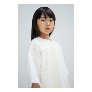 Repose AMS - Bluse mit Knöpfen hinten, bestickte Anglaise Bio-Baumwolle | Weiß