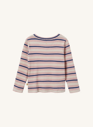 Goldie + Ace - Geripptes gestreiftes T-Shirt | Rosa