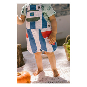 Favorite People - Gestreifter Capri Overall | Blau