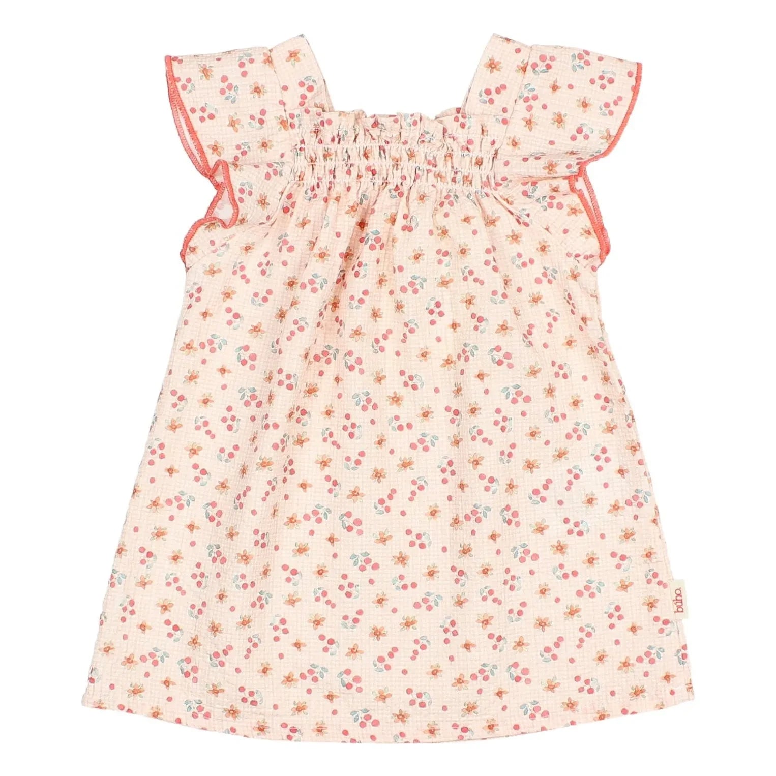 Búho – Krepp-Blumenkleid | Pfirsich