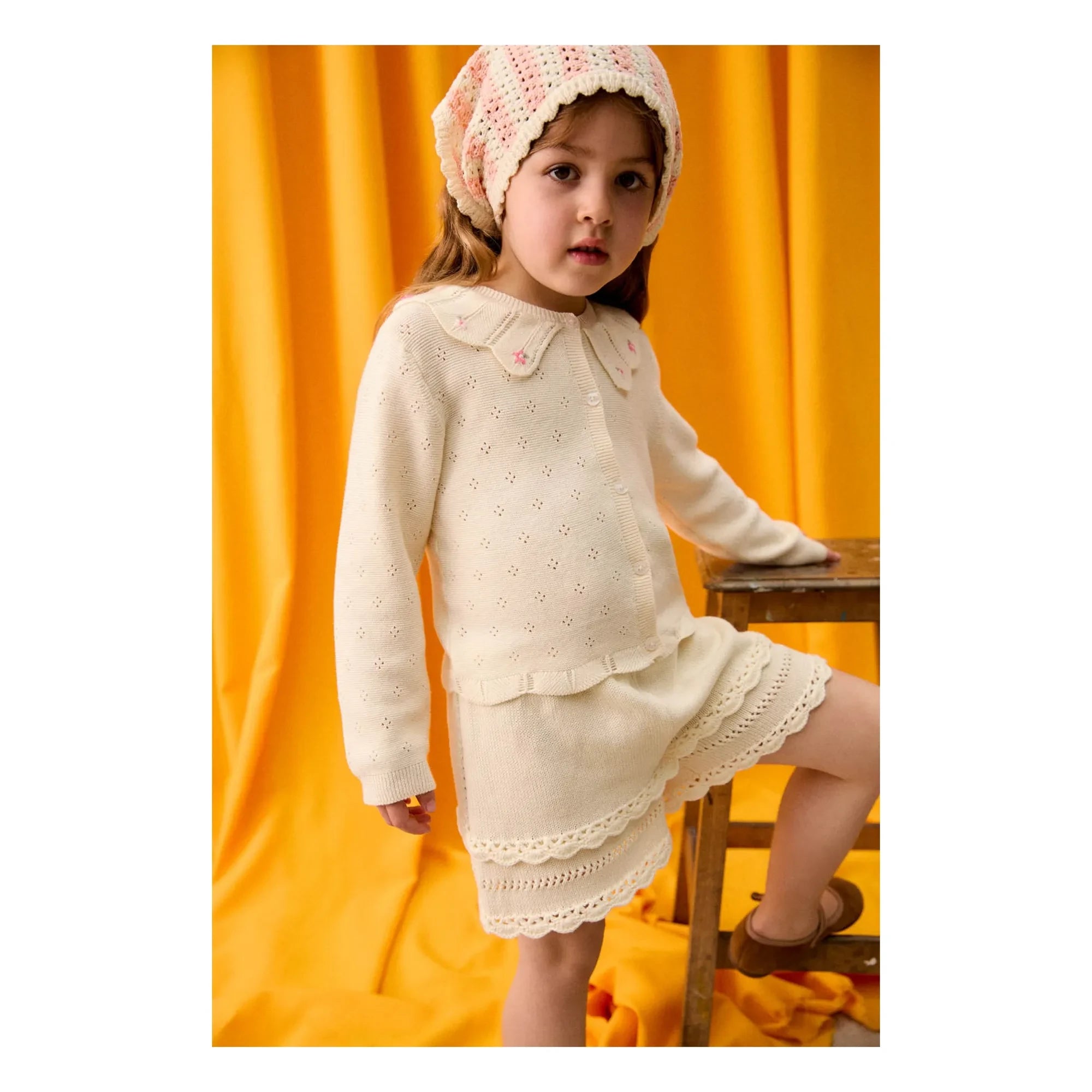 Louise Misha - Mekylane Netzshorts mit Lochmuster | Creme