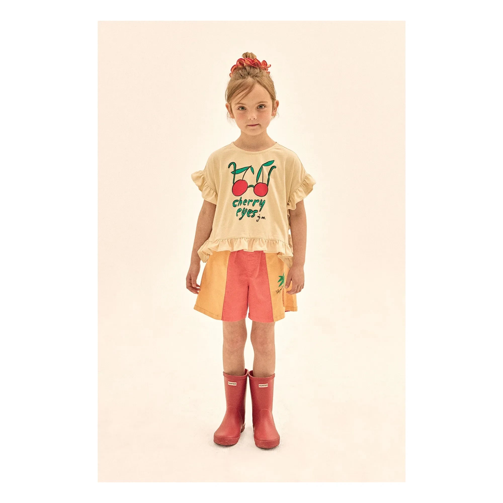 Jelly Mallow - Kirsche Augen Rüschen T-Shirt | Elfenbein