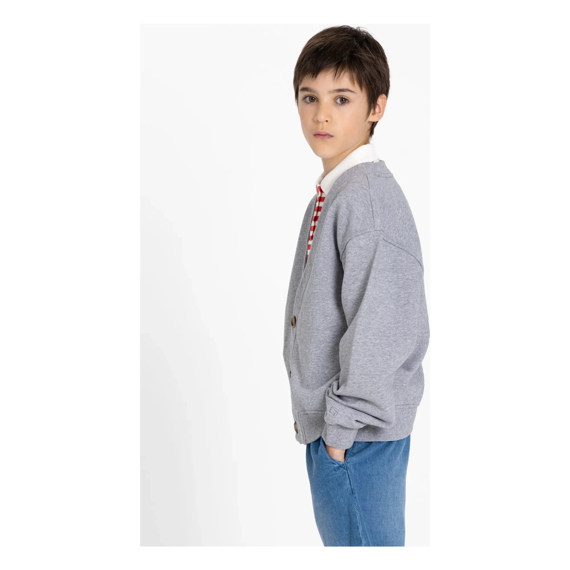 Smallable Kid - Ostmark Strickjacke aus Bio-Baumwolle | Grau meliert