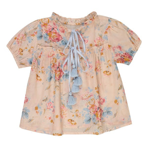 Lilinoa - Elise Geblümte Baumwollbluse | Pfirsich