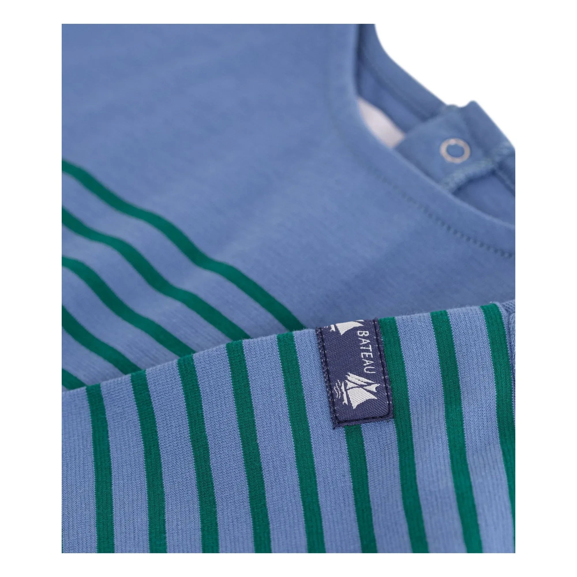 Petit Bateau - Düz Marinière Tişört Organik Pamuk Bebek | Mavi
