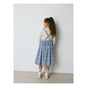 brunobruno nation - Emily Kleid Leinen und Bio-Baumwolle Karo | Blau