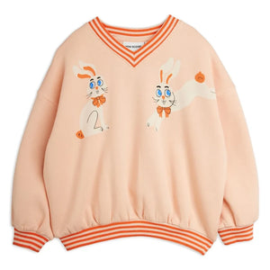 Mini Rodini - Yuvarlak yaka sweatshirt Rabbits Organik pamuk | Pembe