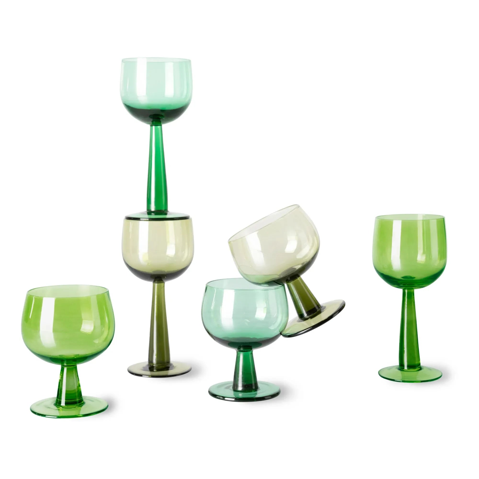 HKliving - The Emeralds Gläserset - 4-teilig | Gelbgrün