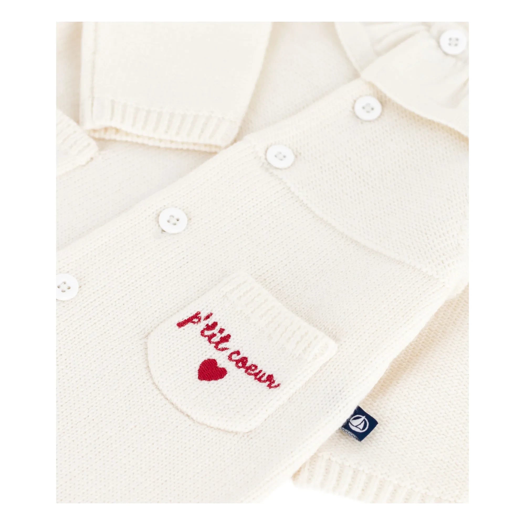 Petit Bateau - P'tit Cœur Feinstrick-Strampler | Ecru