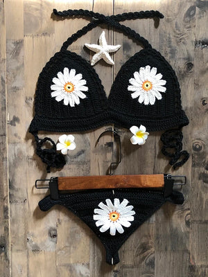 Jesminda - Örme Çiçek Desenli Bohem Bikini Takımı