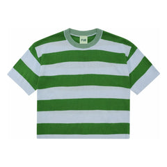 FUB - Oversize Gestreiftes T-Shirt Extra Feine Strick Bio-Baumwolle | Grün