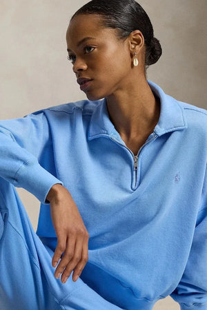 Polo Ralph Lauren Damen Baumwoll-Sweatshirt mit kurzem Reißverschluss