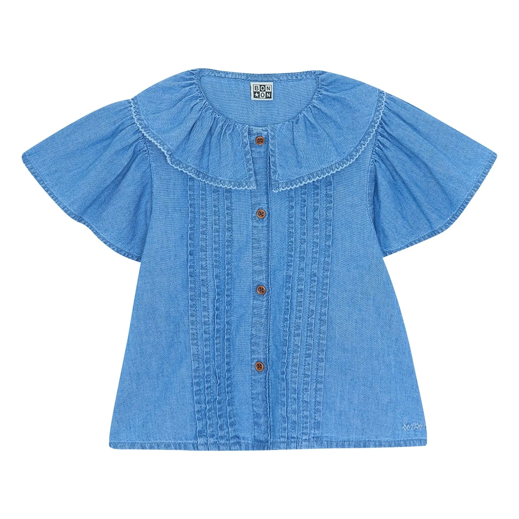 Bonton - Nancy Chambray Ballonsärmeliges Hemd | Denimblau