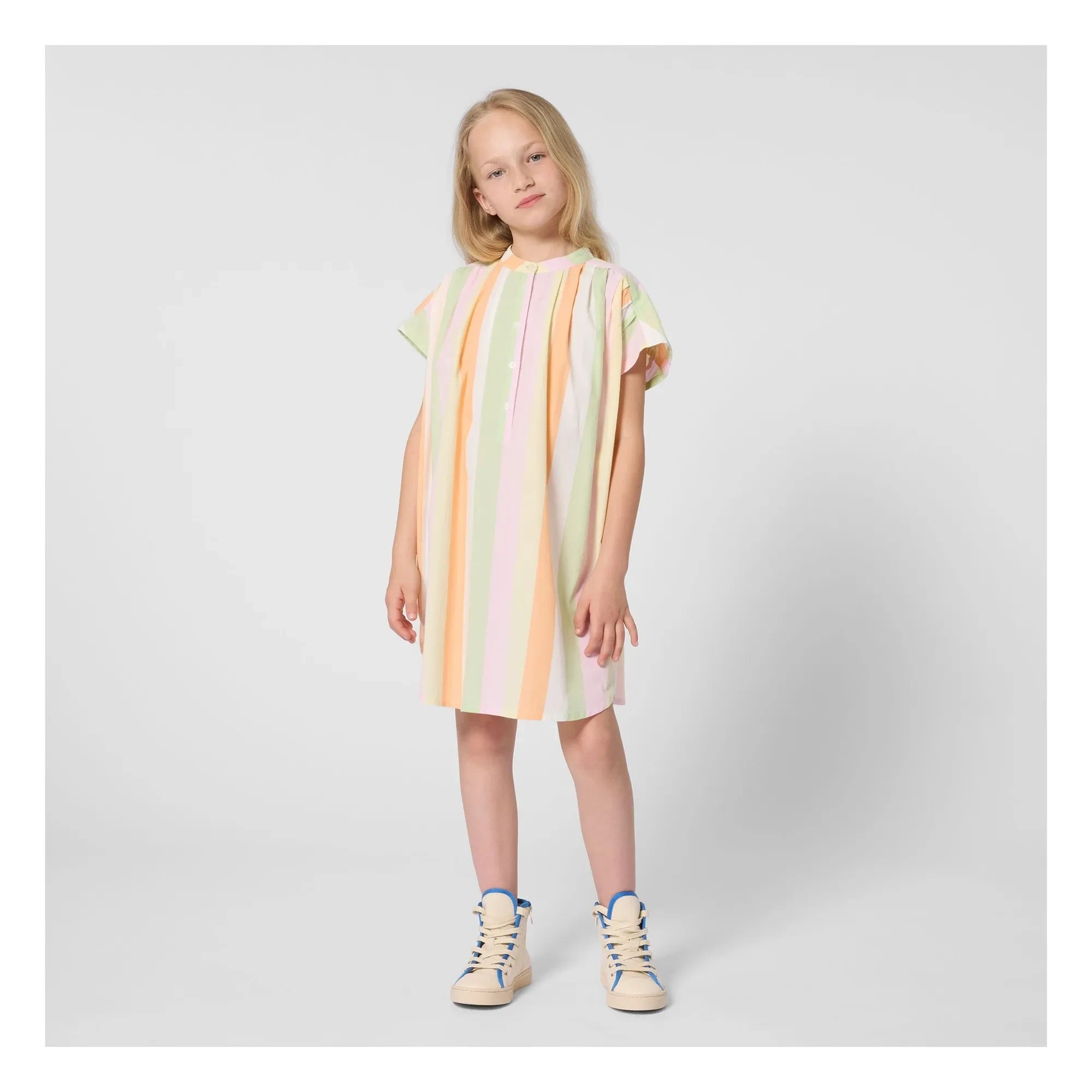 Kenzo - Fröhliches Süßes Gestreiftes Knopfkleid | Hellrosa
