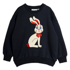 Mini Rodini - Organik pamuk tavşan sweatshirt | Siyah