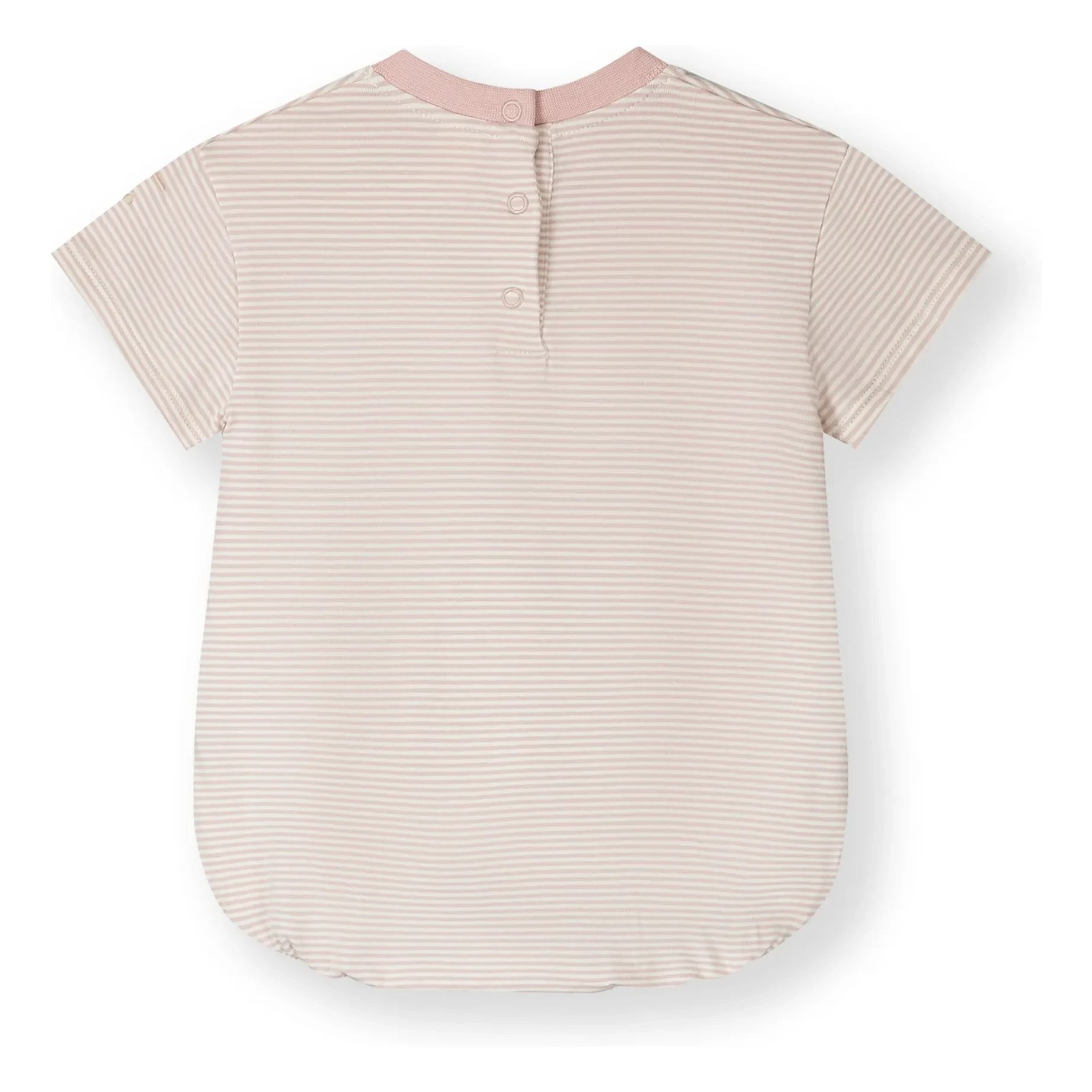Gray Label – Gestreifter Strampler aus Bio-Baumwolle | Blassrosa