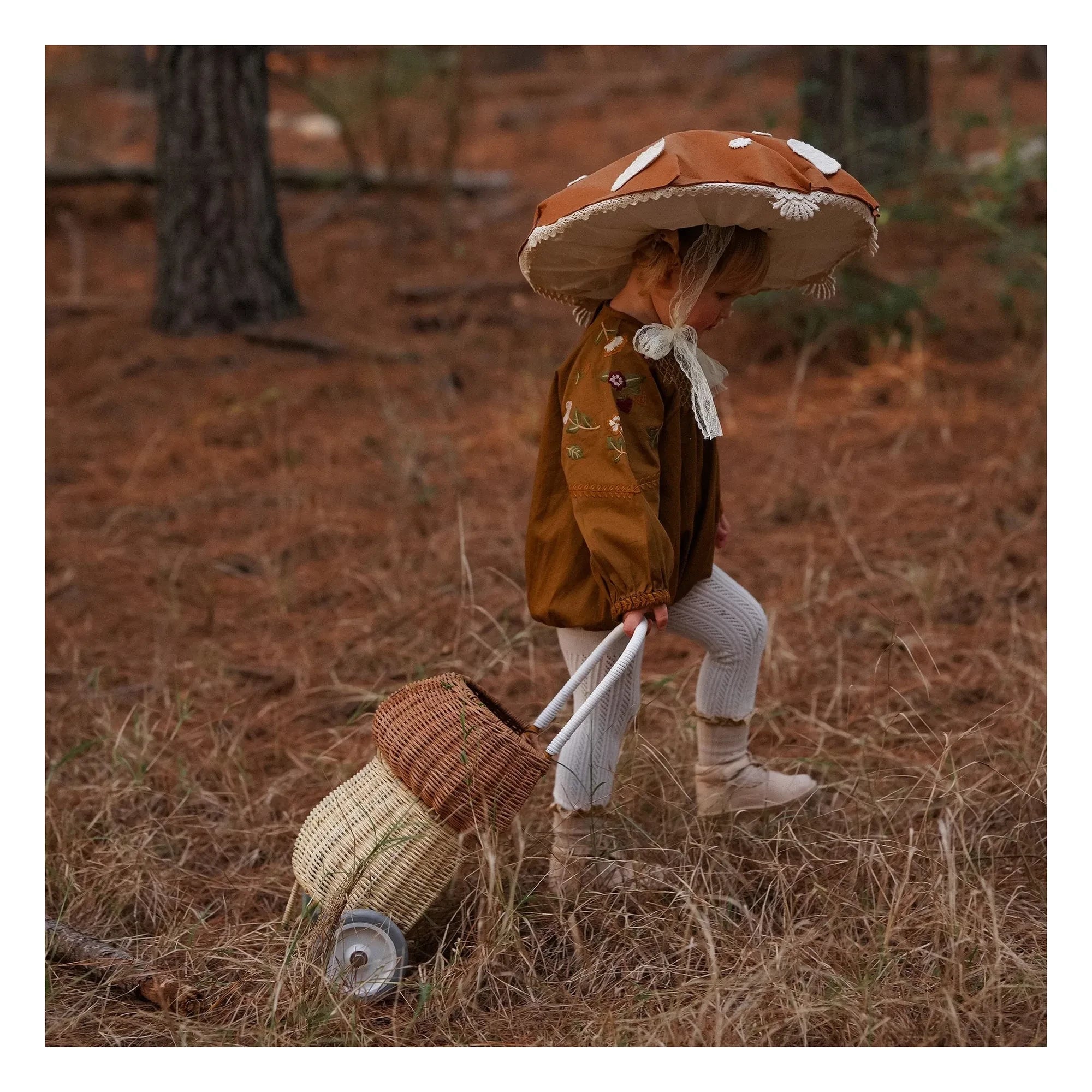 Olli Ella - Rattan-Korb auf Rädern Champignon