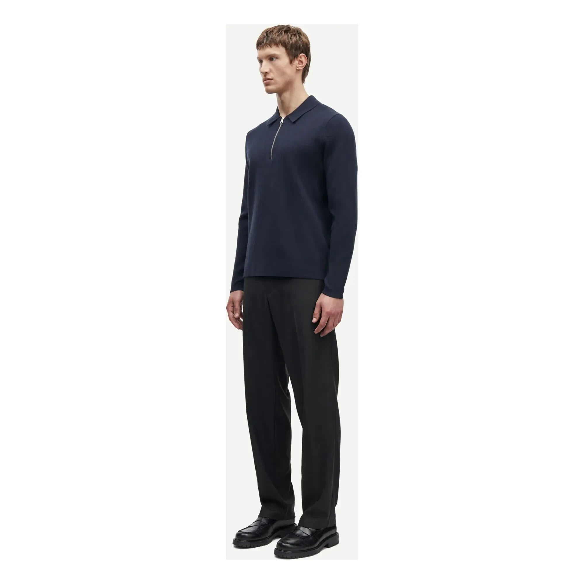 Samsoe Samsoe - Guna Langarm Halbzip Polo Shirt | Marineblau
